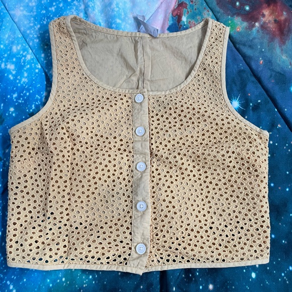 Everlane Eyelet Tank in Golden Hour - Picture 3 of 8